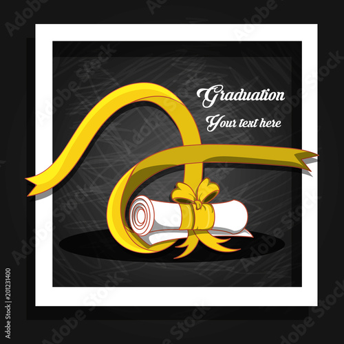 graduation card with diploma icon vector illustration design