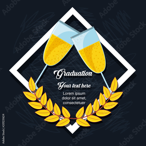 graduation card with wine cups vector illustration design