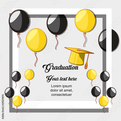 graduation card with hat icon vector illustration design