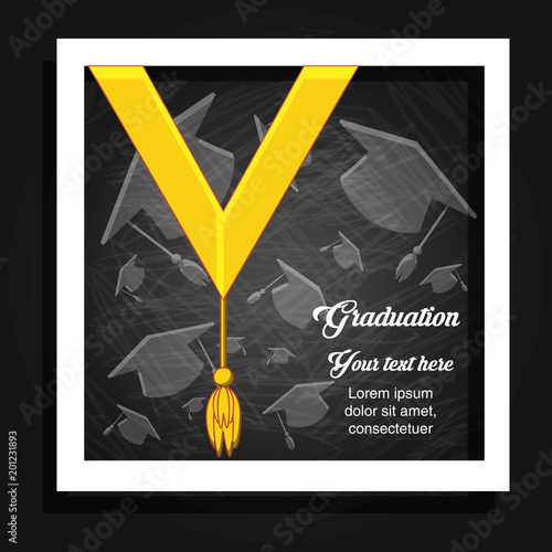 graduation card with scarf vector illustration design