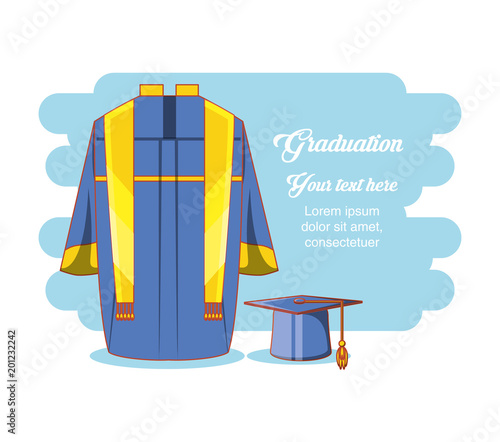graduation card with suit uniform vector illustration design