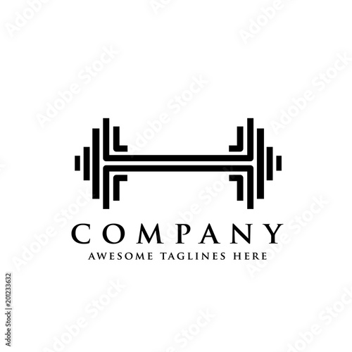 lines vector Sports equipment for fitness, cross fit, gym. Barbells dumbbells weight lifting