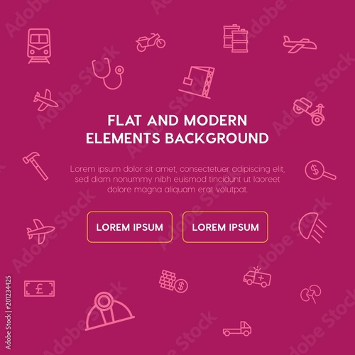 transports, industry, health, money outline vector icons and elements background concept on violet background...Multipurpose use on websites, presentations, brochures and more