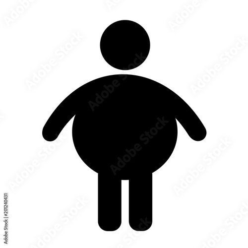 Vector symbol of fat and obese person. Overweight man has coprulent figure and physique because of excessive weight.
