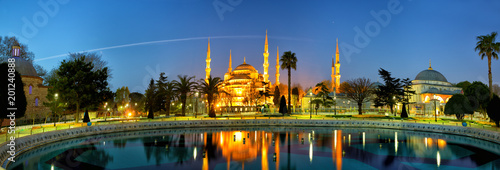 Sultanahmet Camii or Blue Mosque at dusk, Istanbul, Turkey photo