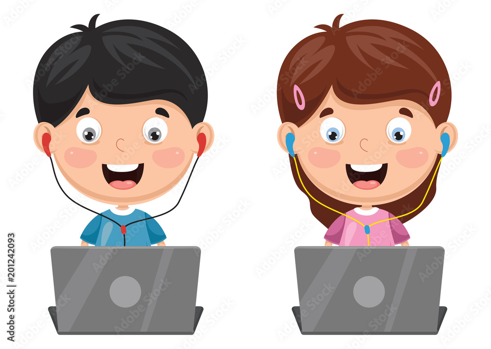 Vector Illustration Of Kids Technology Vector Illustration Of Kids Technology