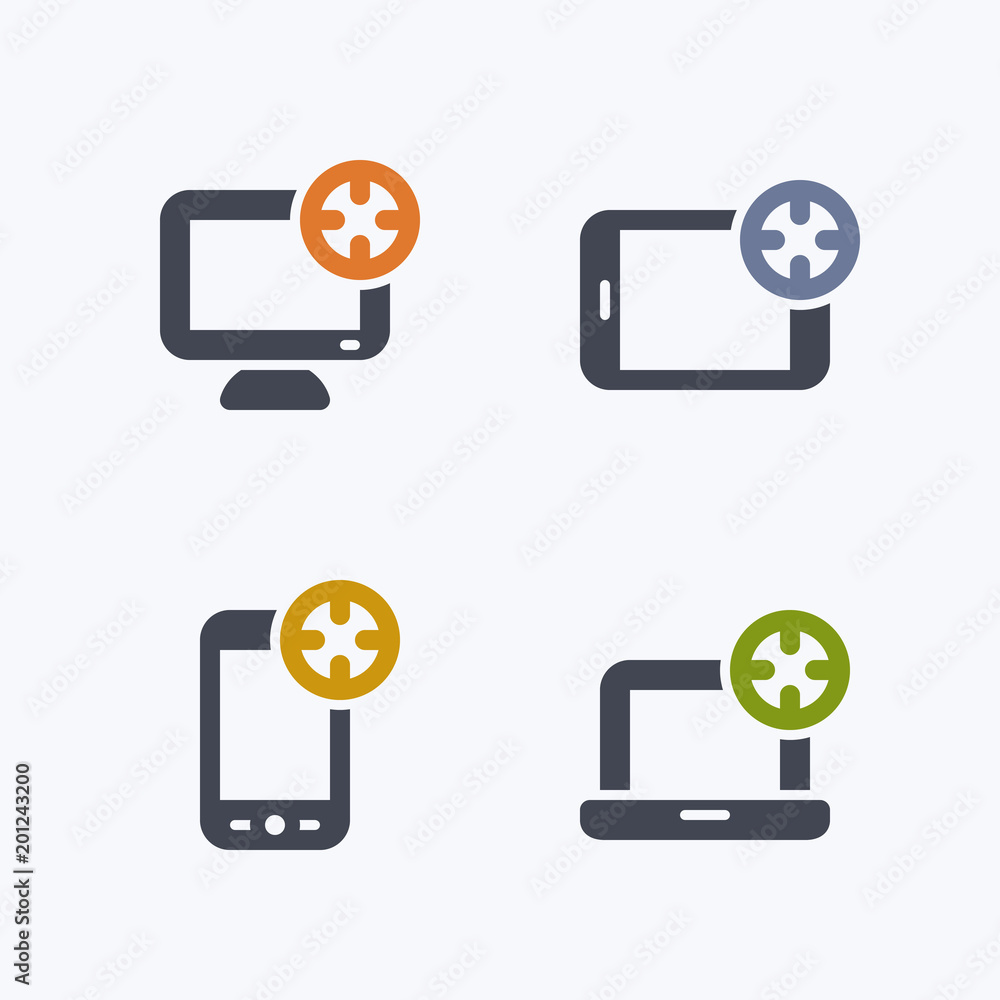 Targets On Devices - Glyph Duo Icons. A set of 4 professional, pixel-perfect icons. Targets On Devices - Glyph Duo Icons. A set of 4 professional, pixel-perfect icons.