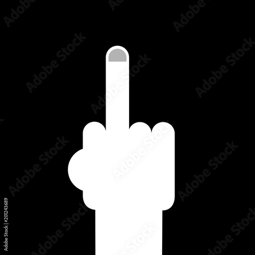 Hand is showing fuck off non-verbal sign by his middle finger. Crude, vulgar, rude ande coarse expression and gesture. Vector illustration 