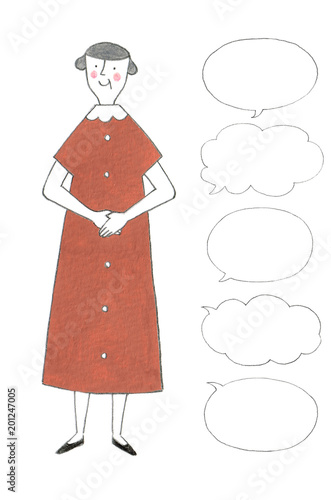 赤いワンピースを着たおばあちゃん Stock イラスト Adobe Stock