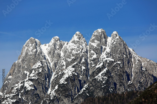 mountain with five peaks called Cinque Punte di Raibl in Italian
