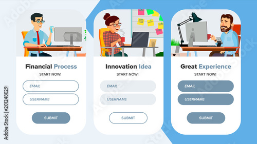 Website Banners Vector. Business Website. Site Scheme Template. Cartoon People. Creativity Goal. Illustration