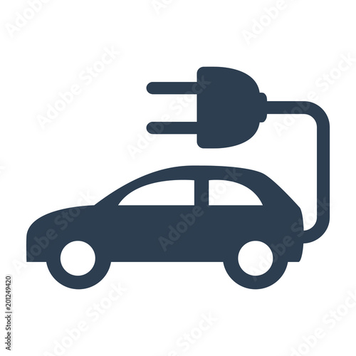Electric car icon on white background.
