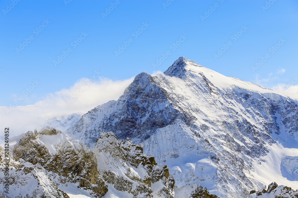 Wintertime view from Mt. Titlis in Switzerland