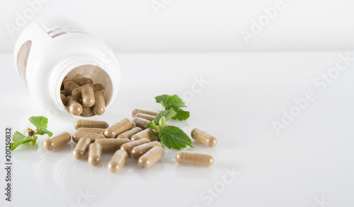 Herb capsule, Nutritional Supplement, Vitamin Pill, Herbal Medicine. photo
