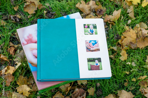 photo book of premium class large size, high-quality printing polygraphy, presentation of portfolio for photographer, wedding or family album photo