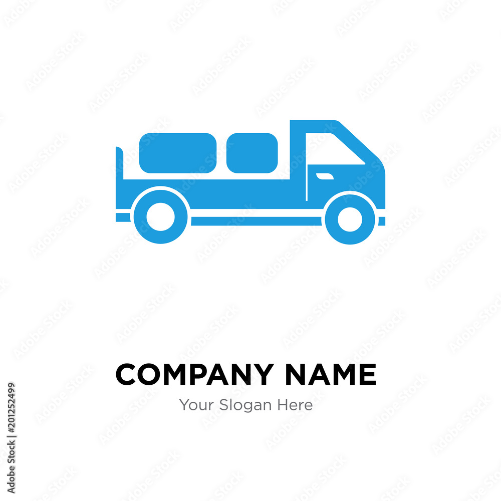 Delivery truck with packages behind company logo design template Delivery truck with packages behind company logo design template