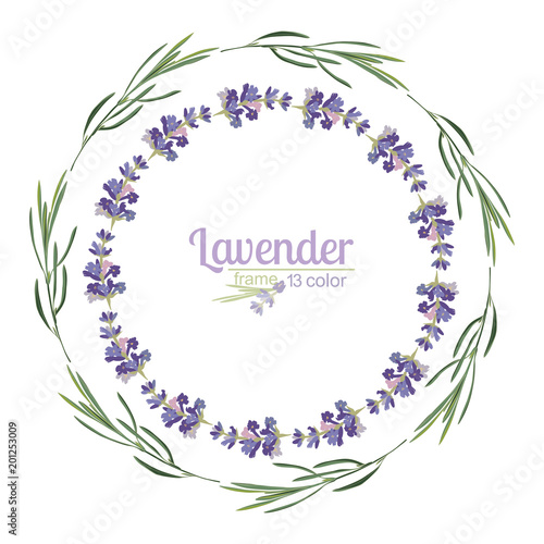Fototapeta Naklejka Na Ścianę i Meble -  Violet Lavender beautiful floral frames template in watercolor style isolated on white background for decorative design, wedding card, invitation, travel flayer