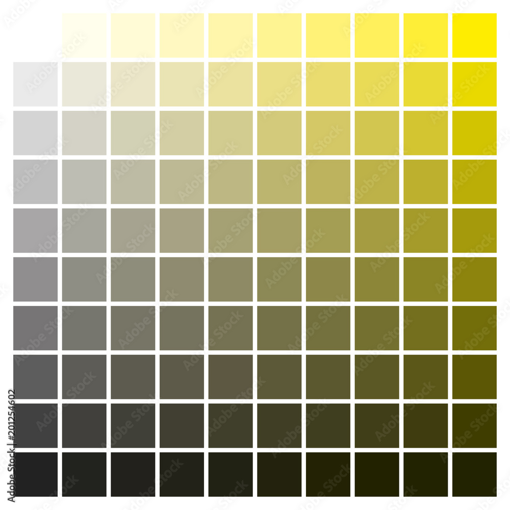 Color chart yellow black print production color guide ink catalog