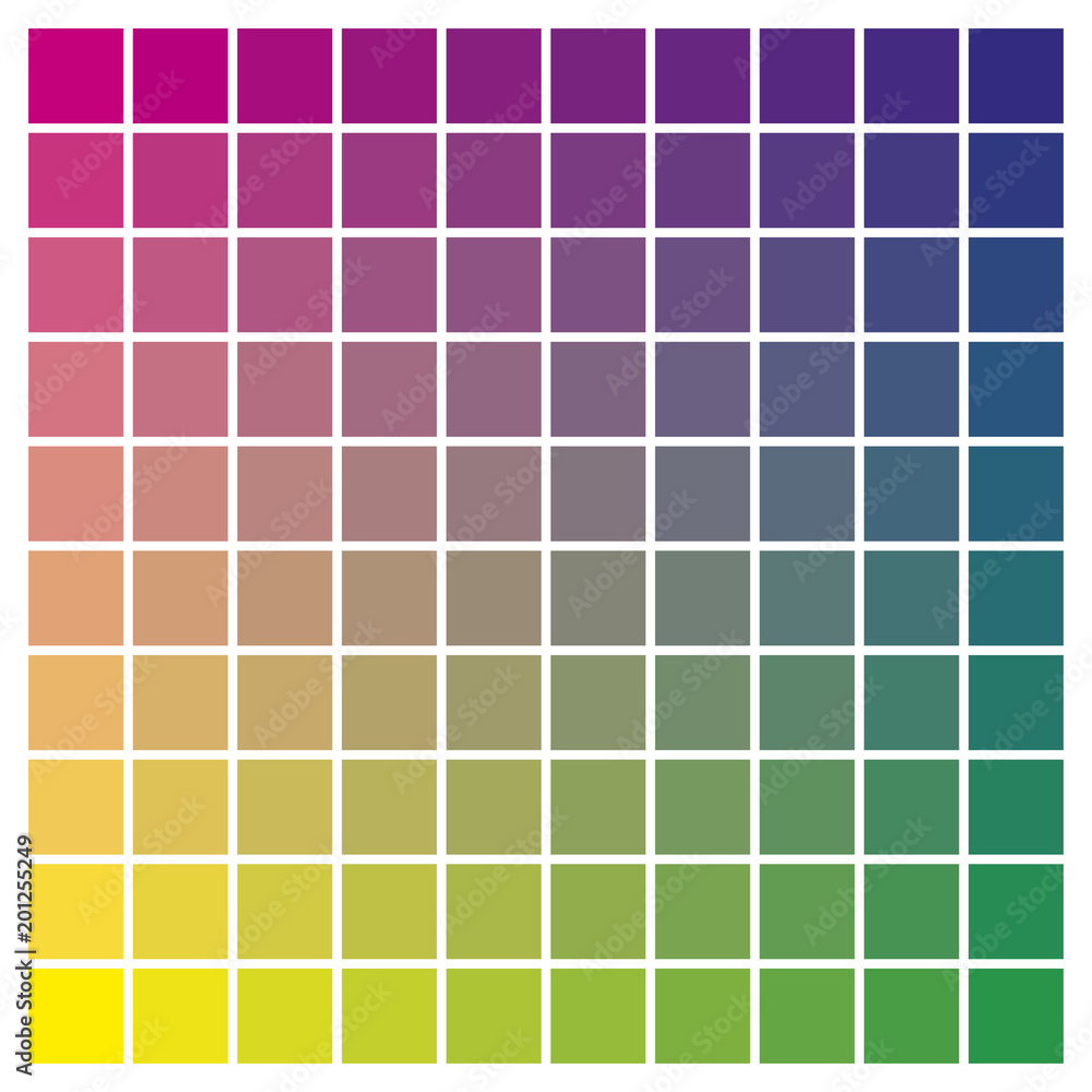 Color chart magenta yellow cyan print production color guide tints catalog