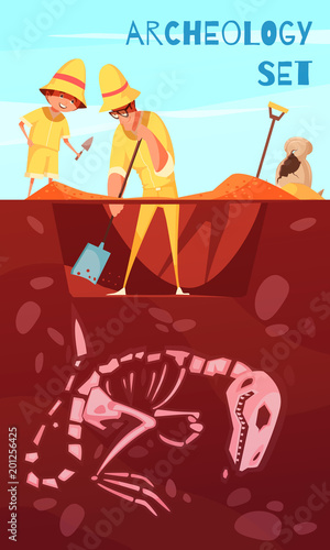Archeology Excavation Cartoon Background