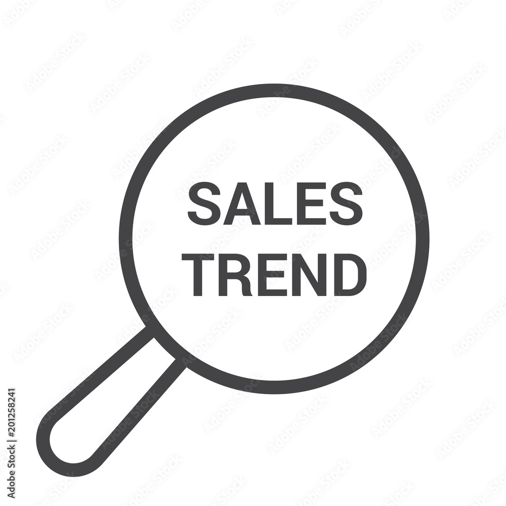 Marketing Concept: Magnifying Optical Glass With Words Sales Trend Marketing Concept: Magnifying Optical Glass With Words Sales Trend