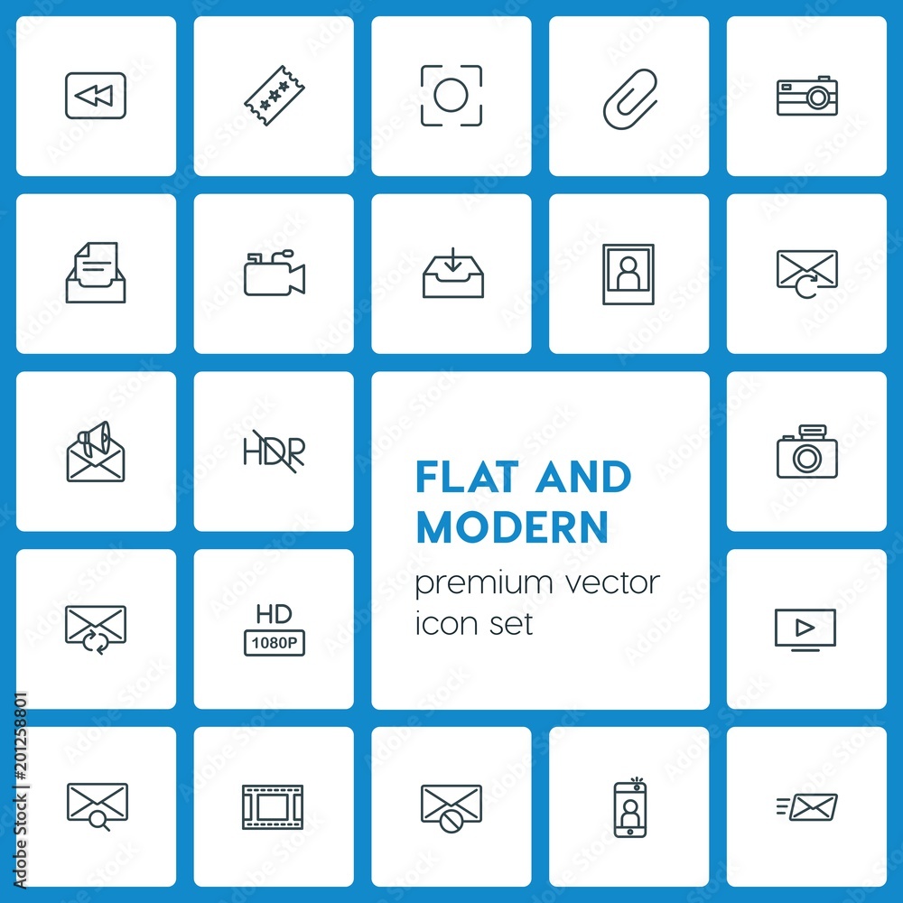 Modern Simple Set of video, photos, email Vector outline Icons. ..Contains such Icons as send, arrow, symbol, paperclip, television, hd and more on dark background. Fully Editable. Pixel Perfect Modern Simple Set of video, photos, email Vector outline Icons. ..Contains such Icons as send, arrow, symbol, paperclip, television, hd and more on dark background. Fully Editable. Pixel Perfect