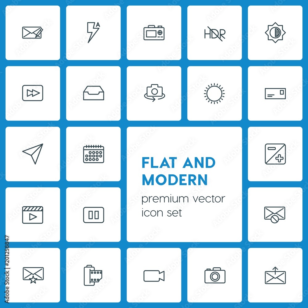 Modern Simple Set of video, photos, email Vector outline Icons. ..Contains such Icons as design, no people, line, space, dslr, camera and more on dark background. Fully Editable. Pixel Perfect Modern Simple Set of video, photos, email Vector outline Icons. ..Contains such Icons as design, no people, line, space, dslr, camera and more on dark background. Fully Editable. Pixel Perfect