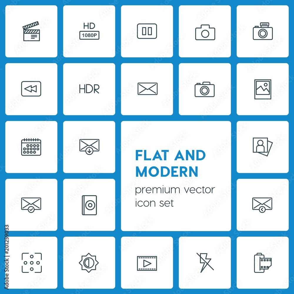 Modern Simple Set of video, photos, email Vector outline Icons. ..Contains such Icons as film, email, bright, off, film, download, old and more on dark background. Fully Editable. Pixel Perfect Modern Simple Set of video, photos, email Vector outline Icons. ..Contains such Icons as film, email, bright, off, film, download, old and more on dark background. Fully Editable. Pixel Perfect