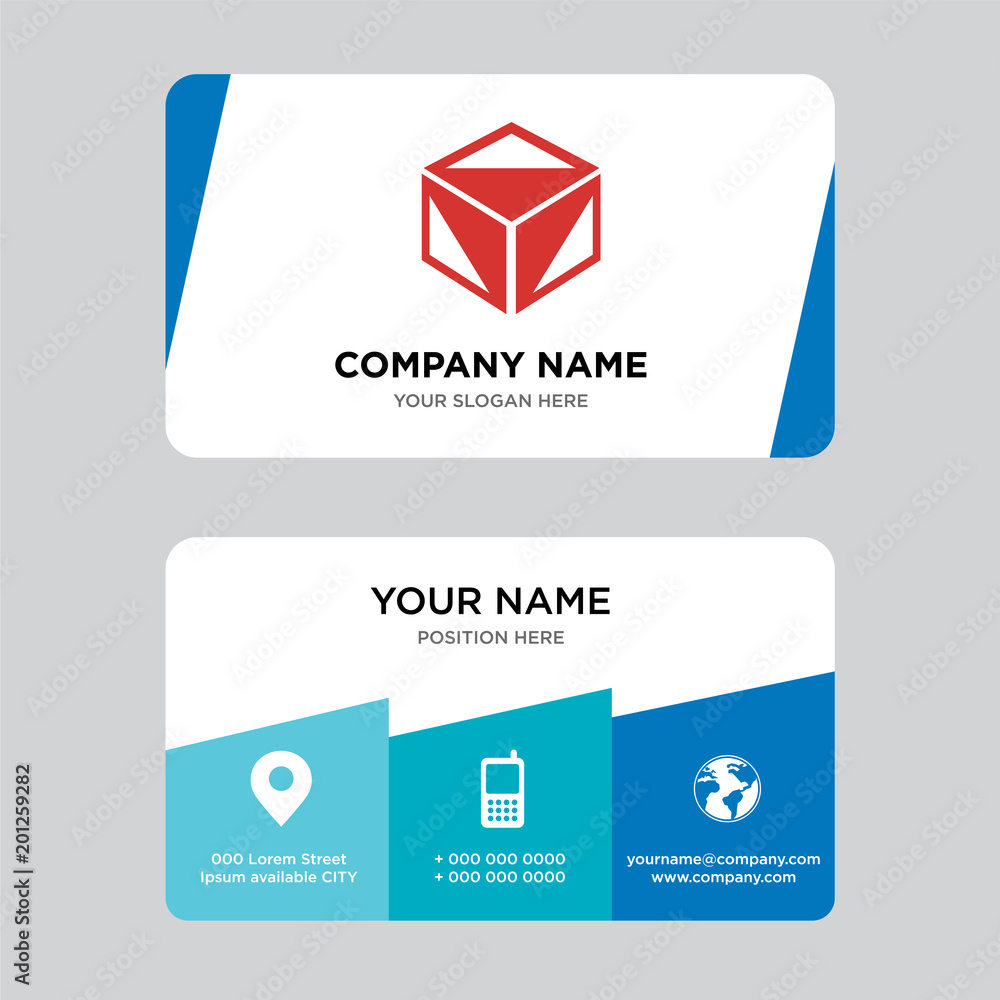 Package cube box for delivery business card design template Package cube box for delivery business card design template