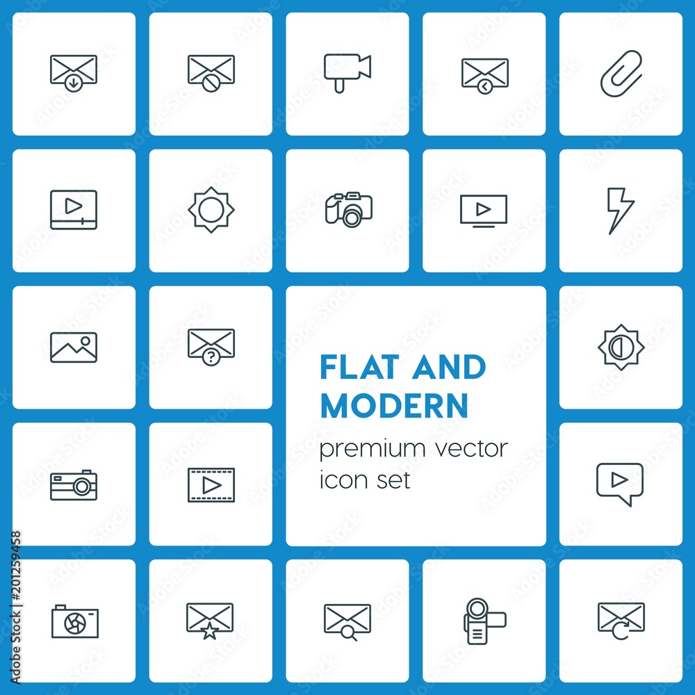 Modern Simple Set of video, photos, email Vector outline Icons. ..Contains such Icons as button, light, retro, answer, video, concept and more on dark background. Fully Editable. Pixel Perfect Modern Simple Set of video, photos, email Vector outline Icons. ..Contains such Icons as button, light, retro, answer, video, concept and more on dark background. Fully Editable. Pixel Perfect