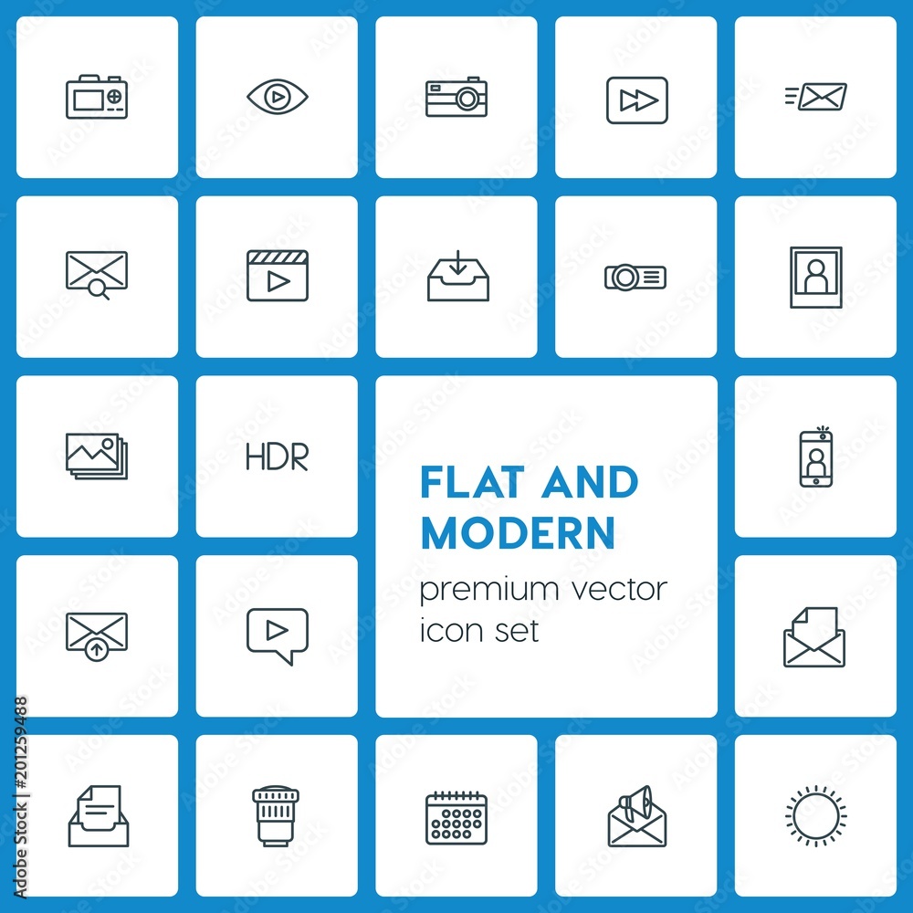 Modern Simple Set of video, photos, email Vector outline Icons. ..Contains such Icons as mail, sky, tourism, mobile, outline, sunny, hdr and more on dark background. Fully Editable. Pixel Perfect Modern Simple Set of video, photos, email Vector outline Icons. ..Contains such Icons as mail, sky, tourism, mobile, outline, sunny, hdr and more on dark background. Fully Editable. Pixel Perfect