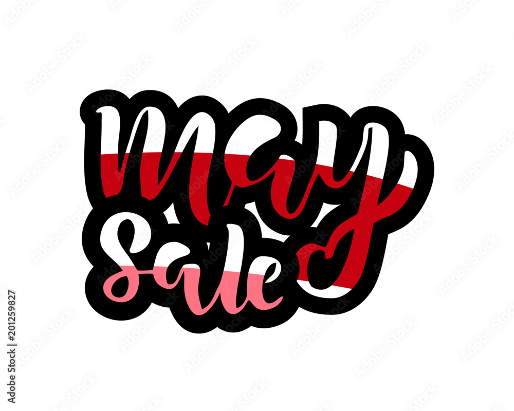 May sale flyer template with handwritten lettering. Poster, card, label, banner design. Bright and stylish sketched text. Vector illustration EPS10 May sale flyer template with handwritten lettering. Poster, card, label, banner design. Bright and stylish sketched text. Vector illustration EPS10