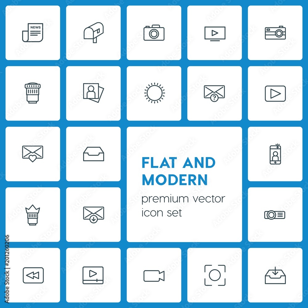 Modern Simple Set of video, photos, email Vector outline Icons. ..Contains such Icons as design, camera, equipment, background, icon and more on dark background. Fully Editable. Pixel Perfect Modern Simple Set of video, photos, email Vector outline Icons. ..Contains such Icons as design, camera, equipment, background, icon and more on dark background. Fully Editable. Pixel Perfect