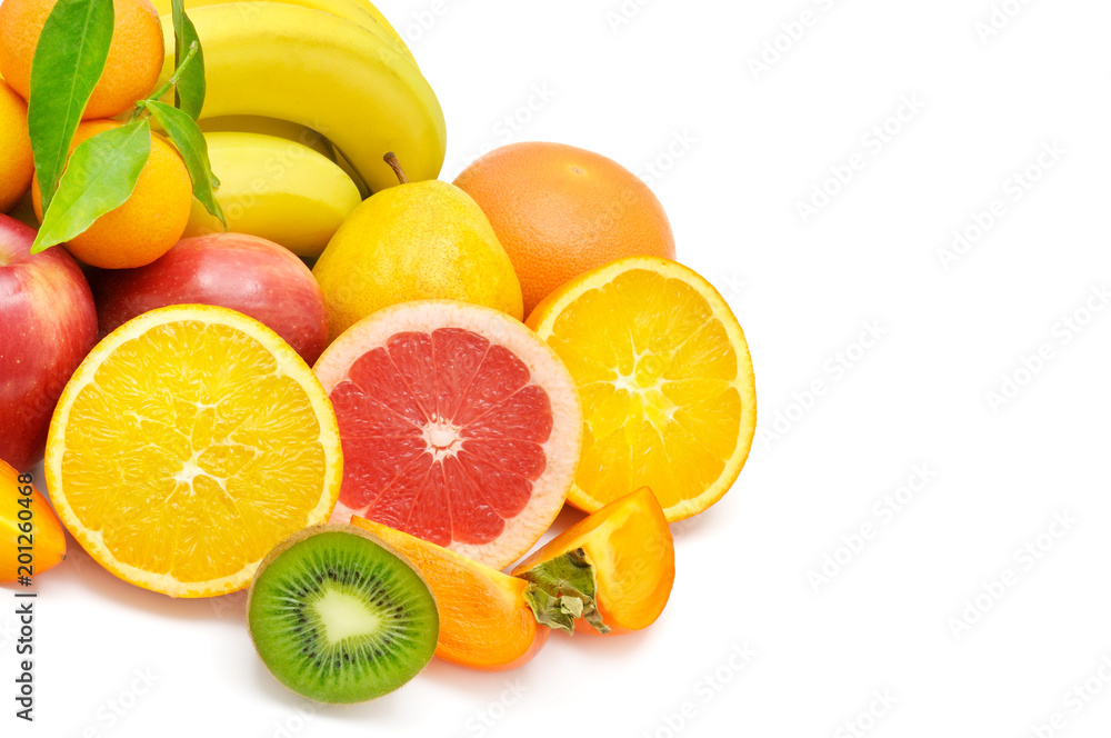 Set of fruits isolated on white background. Free space for text. Set of fruits isolated on white background. Free space for text.