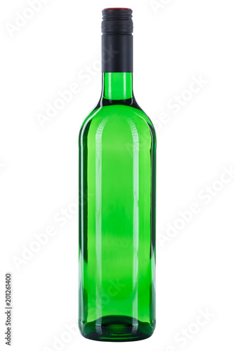 Wine bottle green color isolated on white