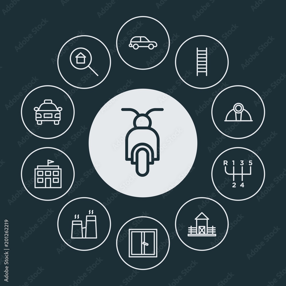 transports, industry, buildings Infographic Circle outline Icons Set. Contains such Icons as school, ladder, home, view, house, window, isolated, helmet and more. ..Fully Editable. Pixel Perfect.. transports, industry, buildings Infographic Circle outline Icons Set. Contains such Icons as school, ladder, home, view, house, window, isolated, helmet and more. ..Fully Editable. Pixel Perfect..