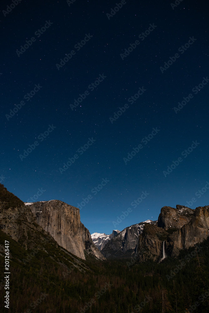 Yosemite Valley night sky; the spectacular sight from Tunnel Viewpoint.