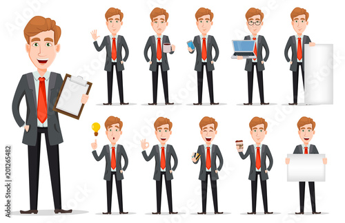 Business man with blond hair set