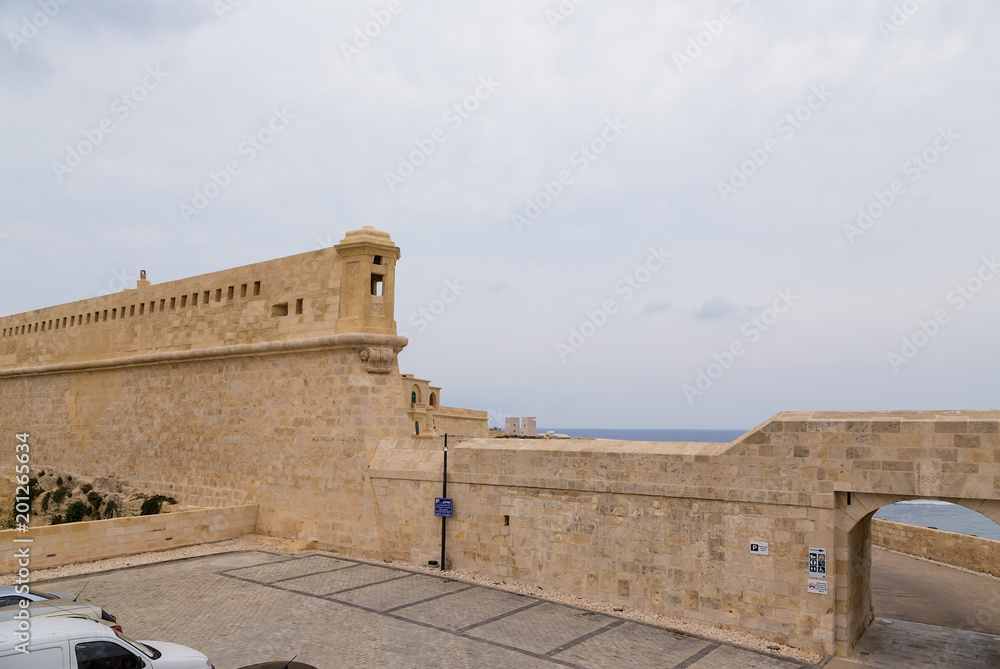 Valletta, Malta. View from the side of Fort St. Elmo. Fortresses are included in the UNESCO list