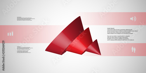 3D illustration infographic template with cone sliced to five spilled parts