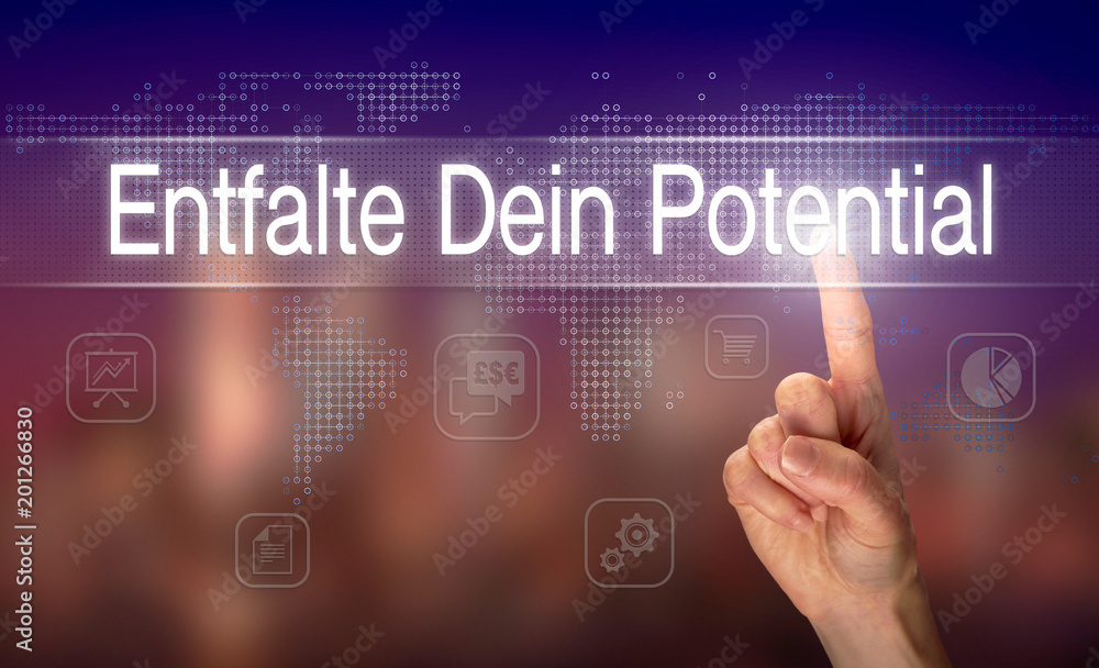 A businessman pressing a Unlock Your Potential A businessman pressing a Unlock Your Potential