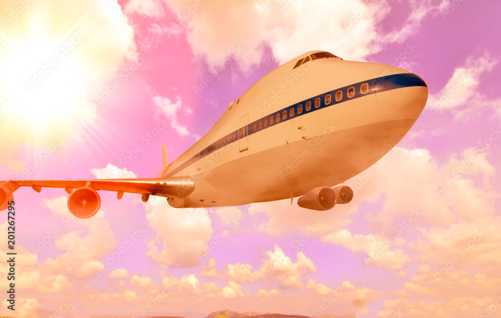 Passenger airplane in the clouds. Passenger airplane in the clouds.