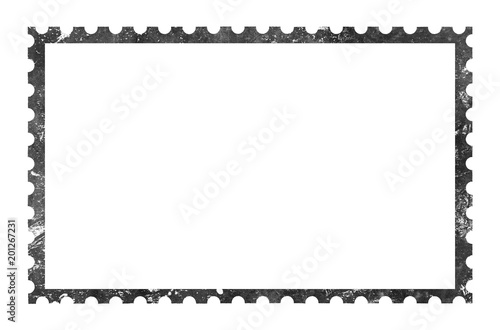 Old grunge blank postage paper stamp on white