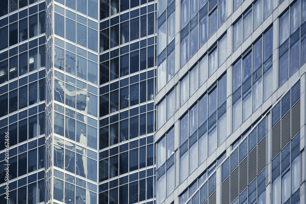 Modern office building glass facade fragment Horizontal