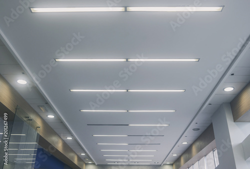 Lights from ceiling of business office 