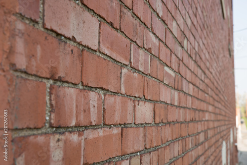 Red brick wall shot on angle