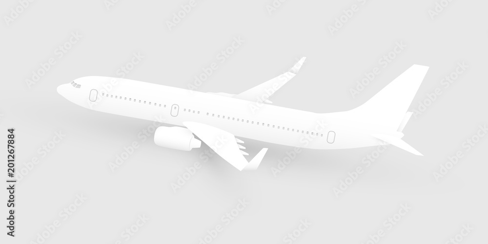 Paper cut art airliner vector illustration, modern white airplane suitable for flight and tourism themed projects, air transportation design element