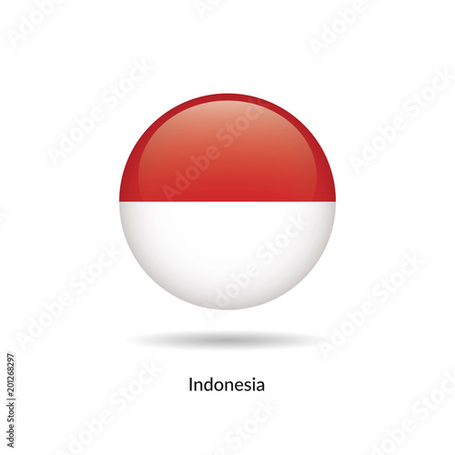 Indonesia flag - round glossy button. Vector Illustration. Free Download Indonesia flag - round glossy button. Vector Illustration. - GFXLoad