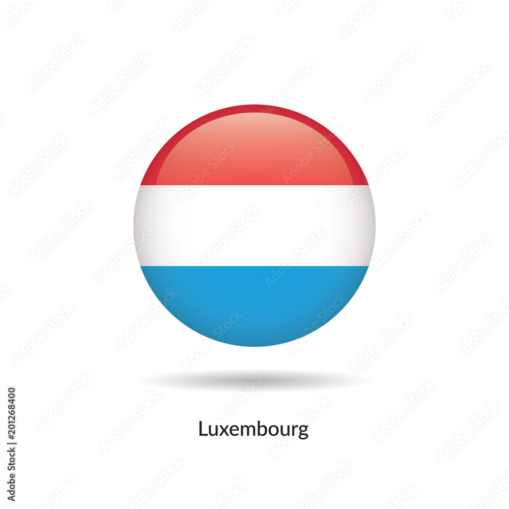 Obraz premium Luxembourg flag - round glossy button. Vector Illustration.