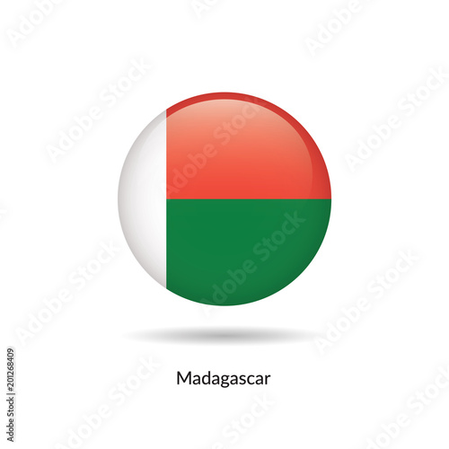 Free Download Madagascar flag - round glossy button. Vector Illustration. - GFXLoad